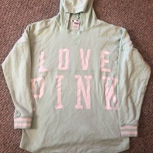 NWOT Victoria Secret PINK boyfriend hoodie in light green. Perfect with leggings